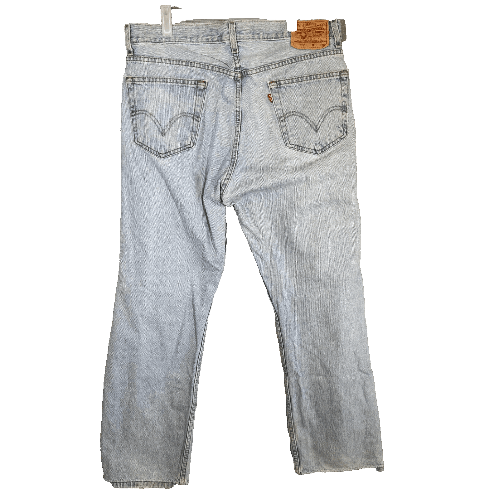 Levis 505 Jeans Mens 36x30 Light Wash Regular Fit Straight Leg Denim Classic - Thumbnail 2