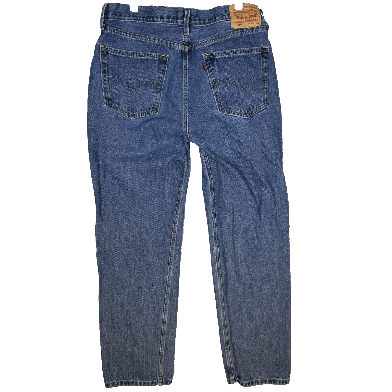 Levi's 550 Jeans Mens 36x34 Blue Denim Relaxed Fit Tapered Leg Mid Rise Zip Fly - Thumbnail 2