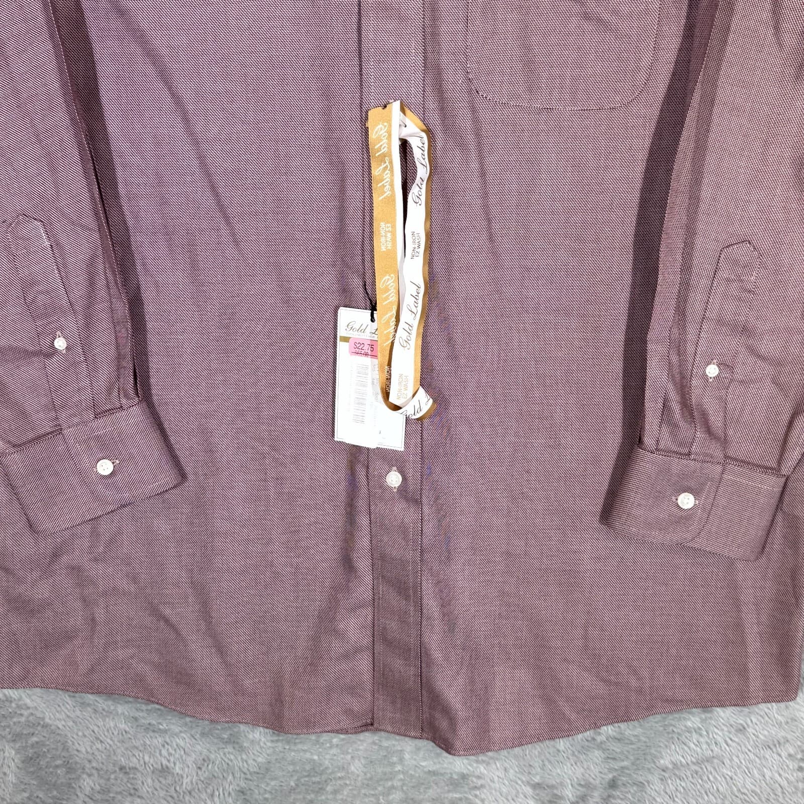 Gold Label Shirt Mens 16 33 Red Fitted Dress Shirt 100 Percent Cotton Career - Thumbnail 6