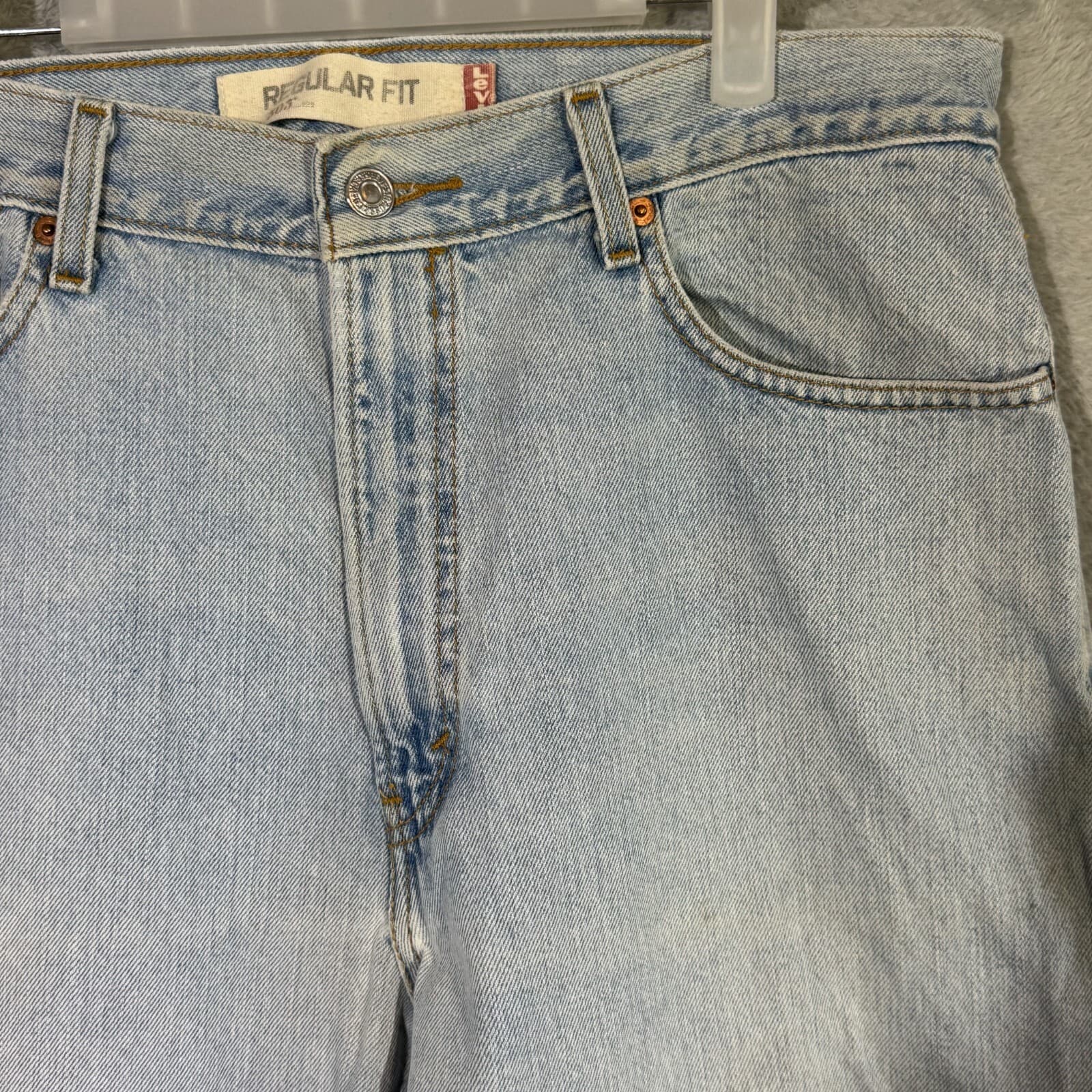 Levis 505 Jeans Mens 36x30 Light Wash Regular Fit Straight Leg Denim Classic - Thumbnail 4