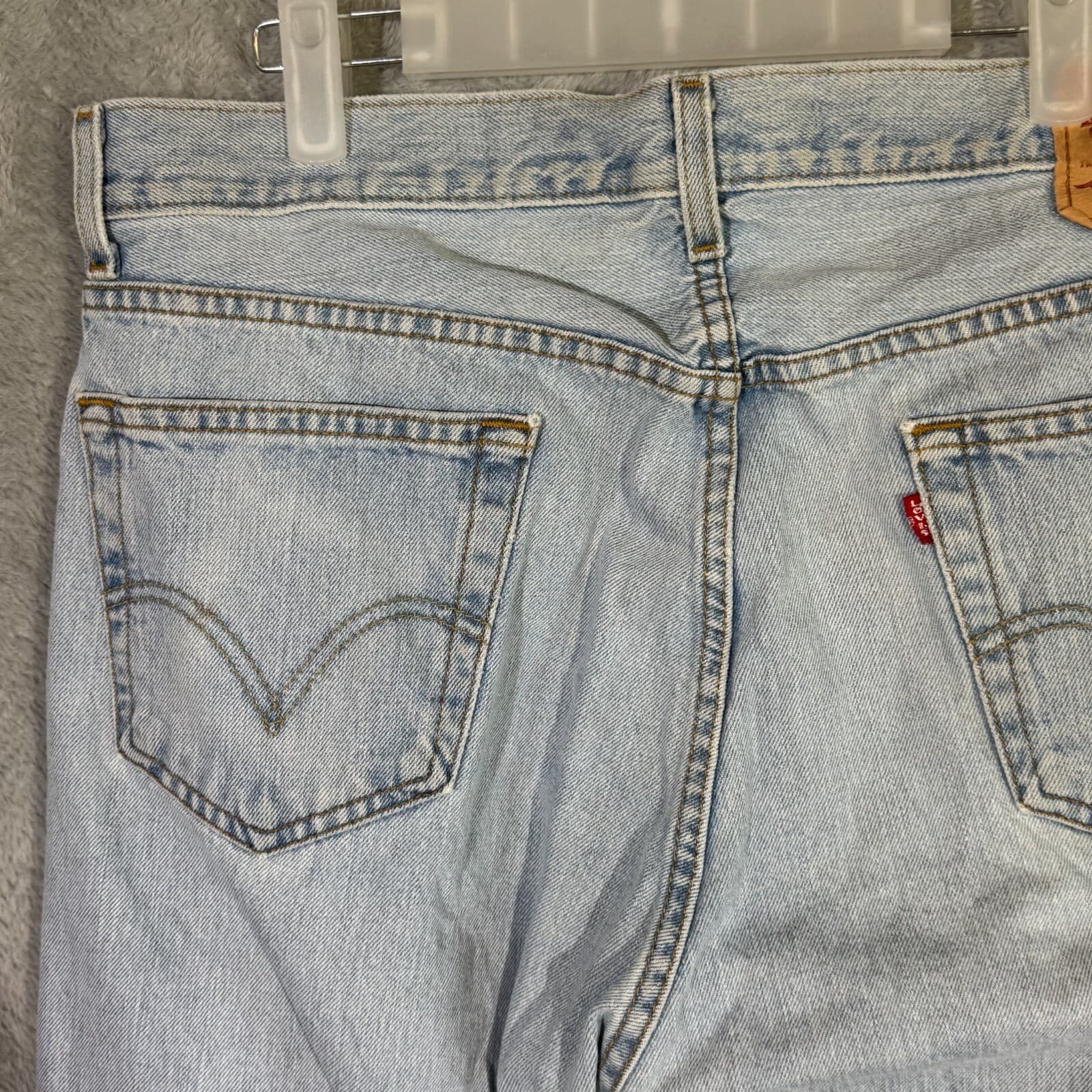 Levis 505 Jeans Mens 36x30 Light Wash Regular Fit Straight Leg Denim Classic - Thumbnail 6