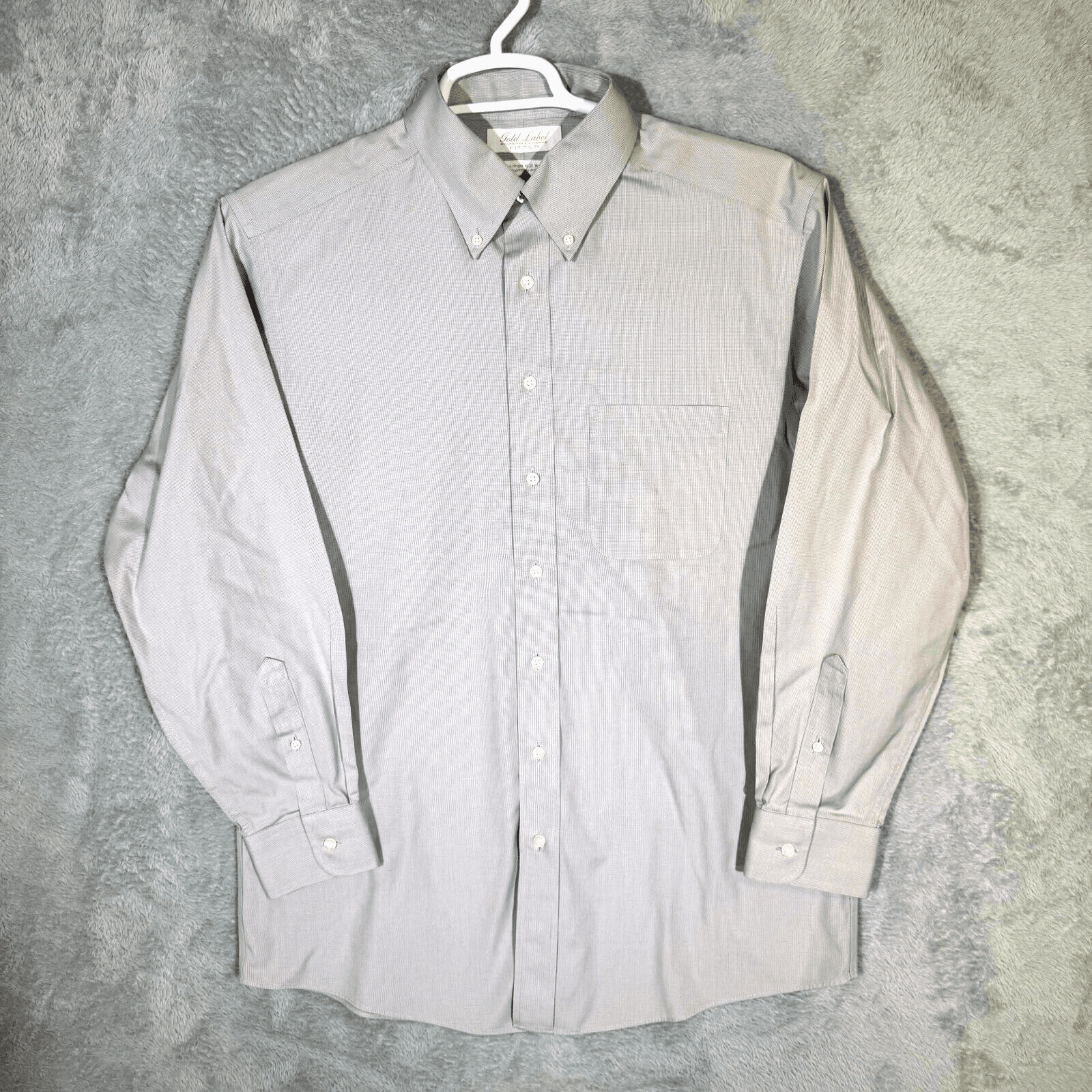 Gold Label Shirt Mens 16 33 Gray Fitted Dress Shirt 100 Percent Cotton Career - Image 1