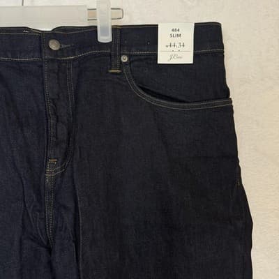 J.Crew 484 Slim Jeans Mens 44x34 Dark Wash Blue Straight Stretch Denim Big Tall - Thumbnail 4
