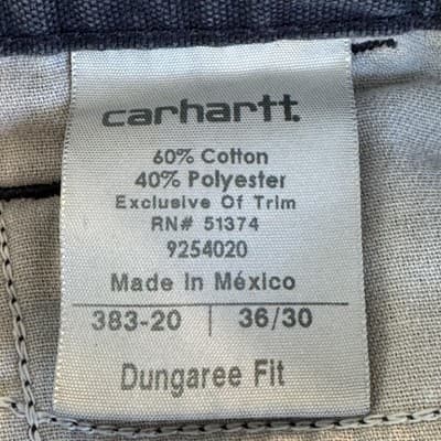 Carhartt Pants Mens 36x30 Navy Dungaree Fit Carpenter Canvas Workwear 383-20 - Thumbnail 5