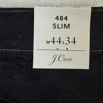 J.Crew 484 Slim Jeans Mens 44x34 Dark Wash Blue Straight Stretch Denim Big Tall - Thumbnail 5