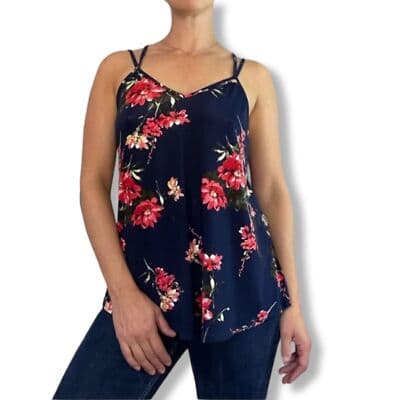 Papermoon Tank Top Women's 2XL Navy Floral Spaghetti Strap Sleeveless Light W 61 - Thumbnail 2