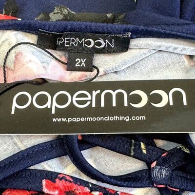 Papermoon Tank Top Women's 2XL Navy Floral Spaghetti Strap Sleeveless Light W 61 - Thumbnail 6