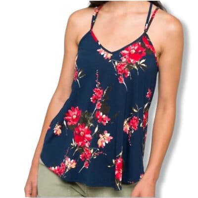 Papermoon Tank Top Women's 2XL Navy Floral Spaghetti Strap Sleeveless Light W 61 - Thumbnail 4