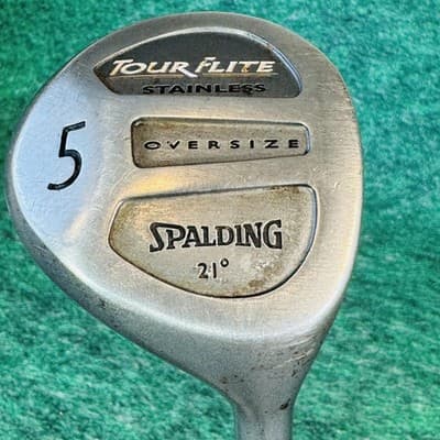 Spalding Tour Flite Stainless Oversize 5 Wood Mens RH 42.5in Reg Steel Silver - Image 1