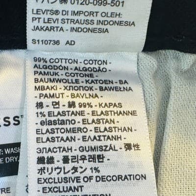 Levis 514 Jeans Mens 34x32 Black Dark Wash Straight Denim Stretch Zip Fly - Thumbnail 5