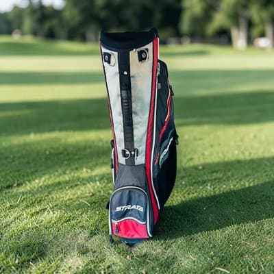 Strata Golf Stand Bag Black Red 6-Way Divider Stand Mechanism Mens Medium Carry - Thumbnail 3