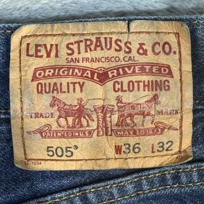 Levis 505 Shorts Mens 36 Blue Denim Jean Bermuda Cutoff Raw Hem Frayed - Thumbnail 3