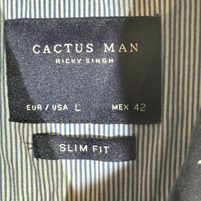 Cactus Man Shirt Mens Large Slim Fit Button Down Long Sleeve Polka Dot Dress - Thumbnail 7