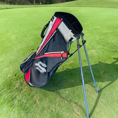 Strata Golf Stand Bag Black Red 6-Way Divider Stand Mechanism Mens Medium Carry - Thumbnail 4