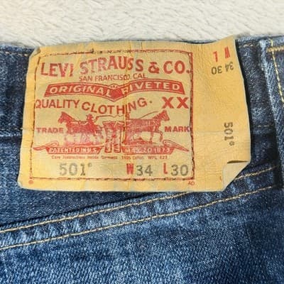 Vintage Levis 501 Jeans Mens 34x30 Blue Medium Wash Straight Denim 90s - Thumbnail 5