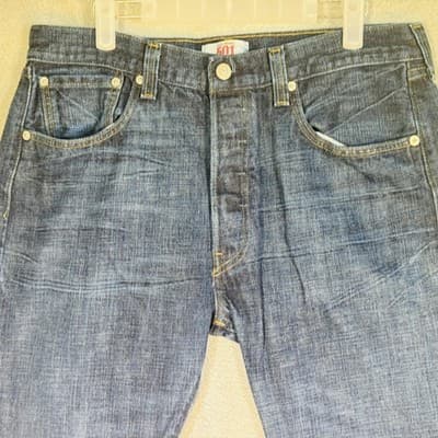 Vintage Levis 501 Jeans Mens 34x30 Blue Medium Wash Straight Denim 90s - Thumbnail 3