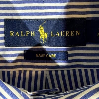 Ralph Lauren Shirt Mens 16.5 34/35 Striped Button Down Easy Care Dress Shirt - Thumbnail 8