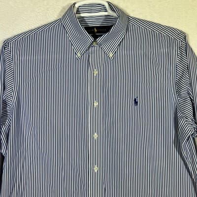 Ralph Lauren Shirt Mens 16.5 34/35 Striped Button Down Easy Care Dress Shirt - Thumbnail 5