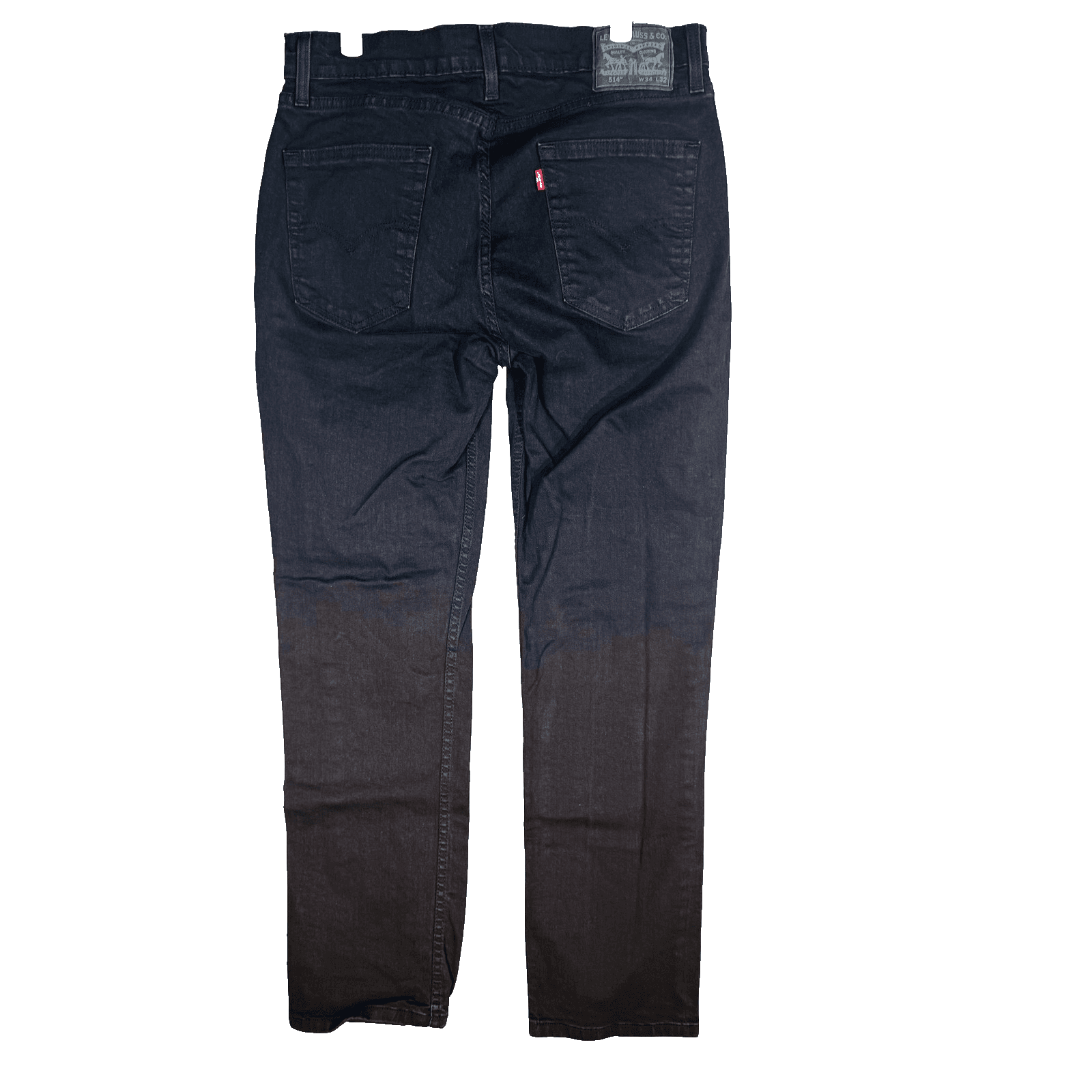 Levis 514 Jeans Mens 34x32 Black Dark Wash Straight Denim Stretch Zip Fly - Thumbnail 2