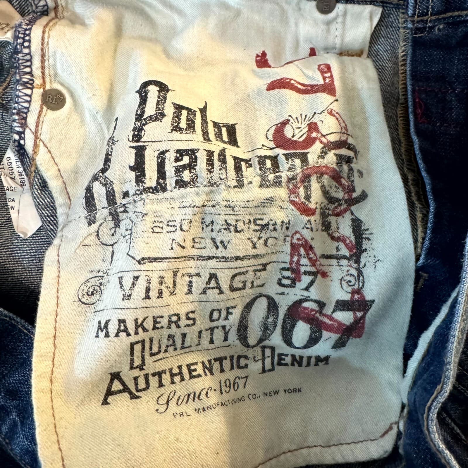 Polo Ralph Lauren Jeans Mens 32x34 Distressed Blue Denim 100 Cotton Straight Leg - Thumbnail 13