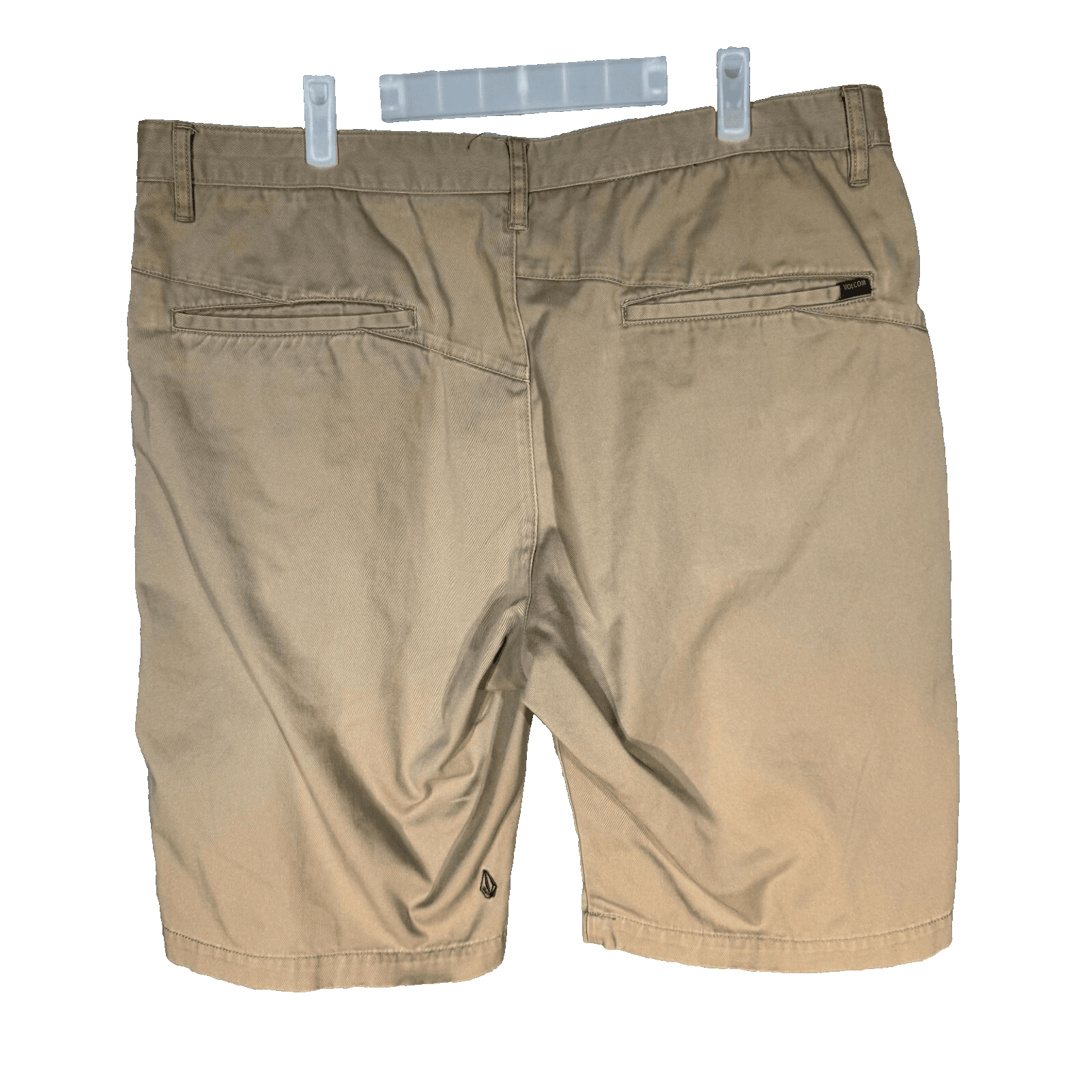 Volcom Chino Shorts Mens 38 Tan Flat Front Slash Pocket Classic Fit Mid Rise Zip - Thumbnail 2