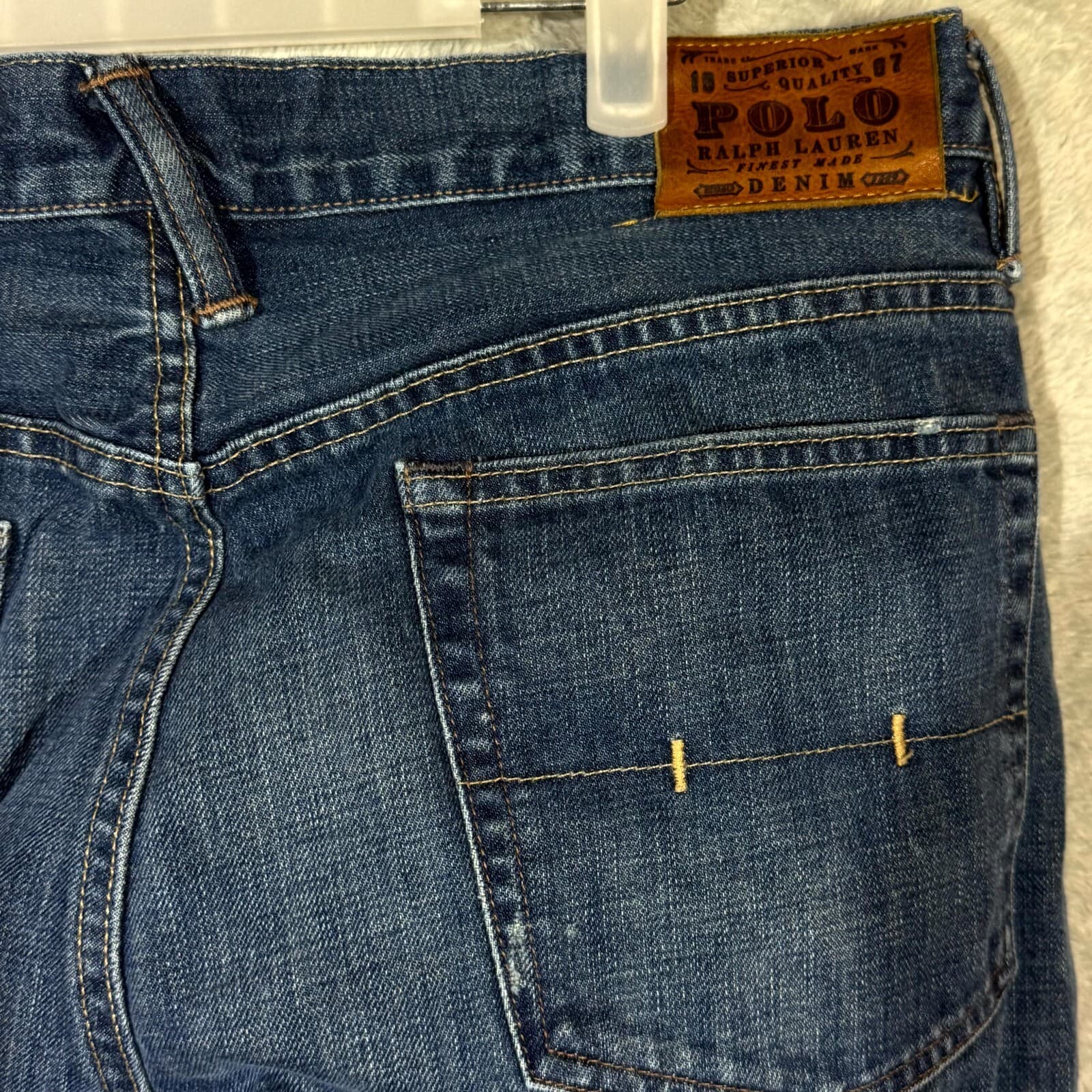 Polo Ralph Lauren Jeans Mens 32x34 Distressed Blue Denim 100 Cotton Straight Leg - Thumbnail 10