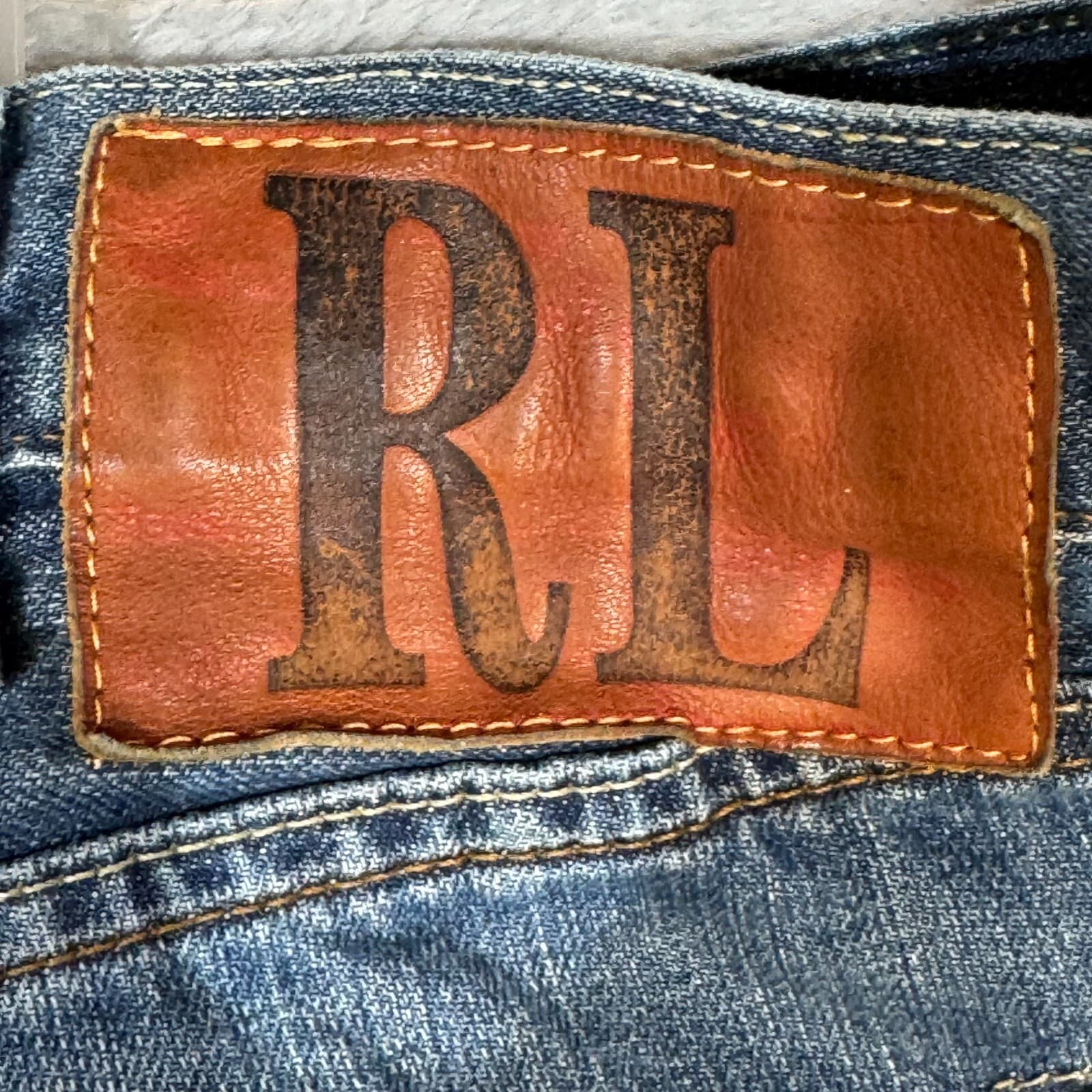 Polo Ralph Lauren Ashmore Jeans 46x30 Blue Denim Straight Distressed - Thumbnail 12