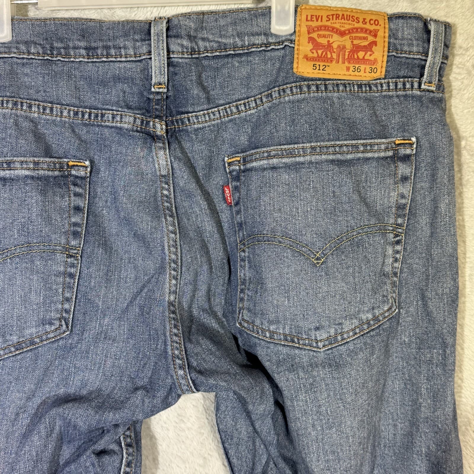 Levis 512 Jeans Mens 36x30 Blue Denim Stretch Slim Taper Mid Rise Straight Leg - Thumbnail 7