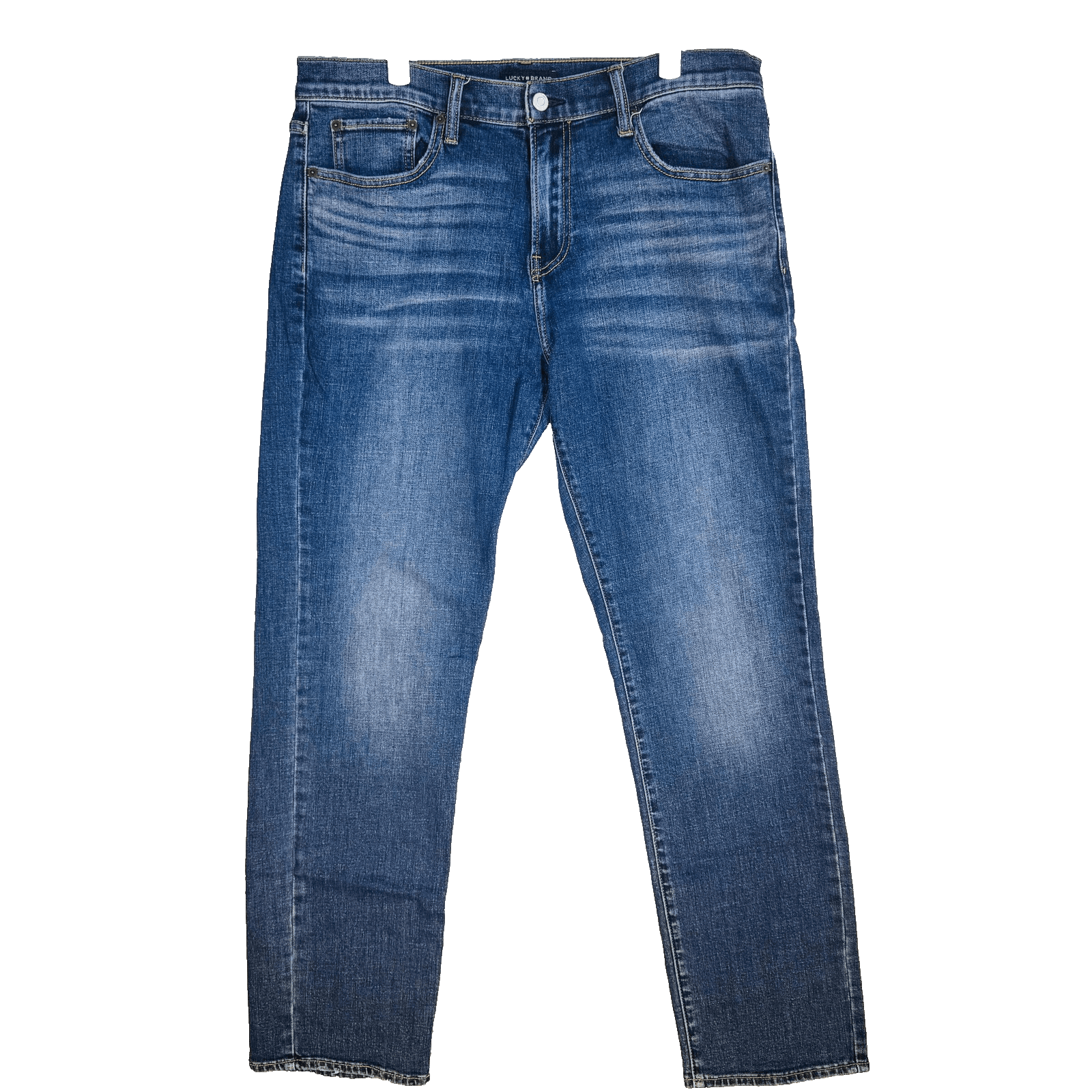 Lucky Brand 221 Straight Jeans Mens 34x32 Blue Medium Wash Denim Zip Fly - Image 1