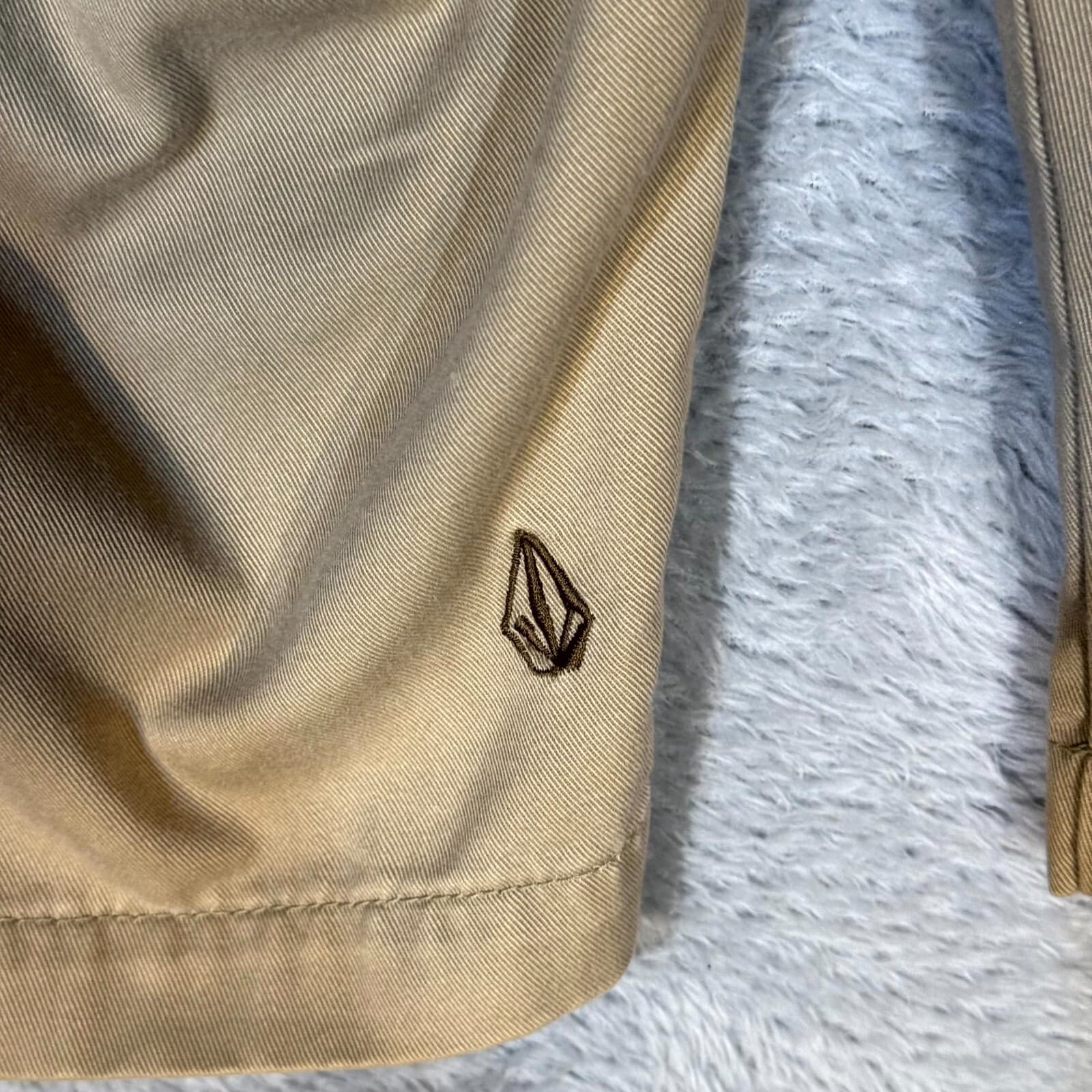 Volcom Chino Shorts Mens 38 Tan Flat Front Slash Pocket Classic Fit Mid Rise Zip - Thumbnail 4