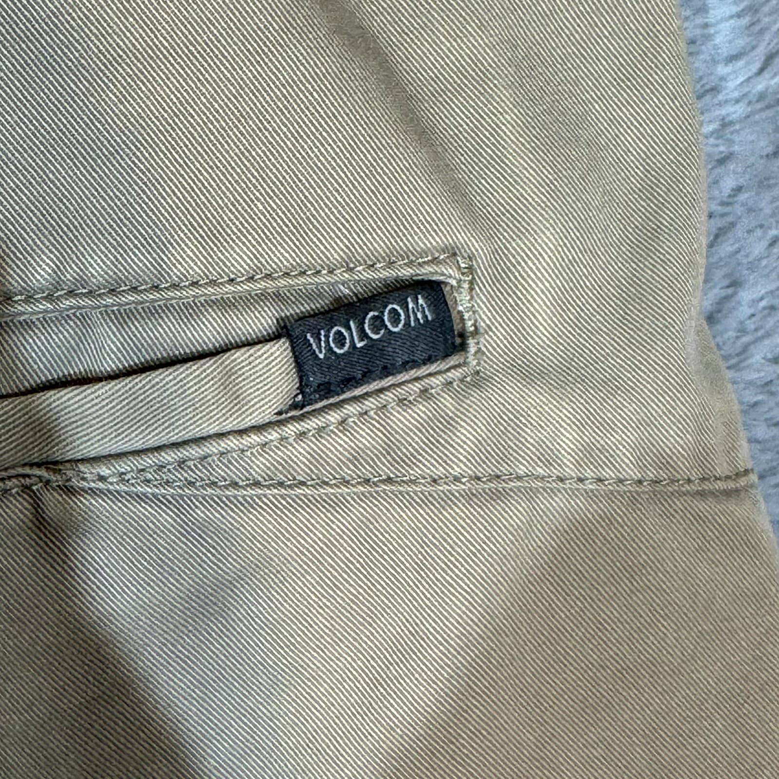 Volcom Chino Shorts Mens 38 Tan Flat Front Slash Pocket Classic Fit Mid Rise Zip - Thumbnail 5
