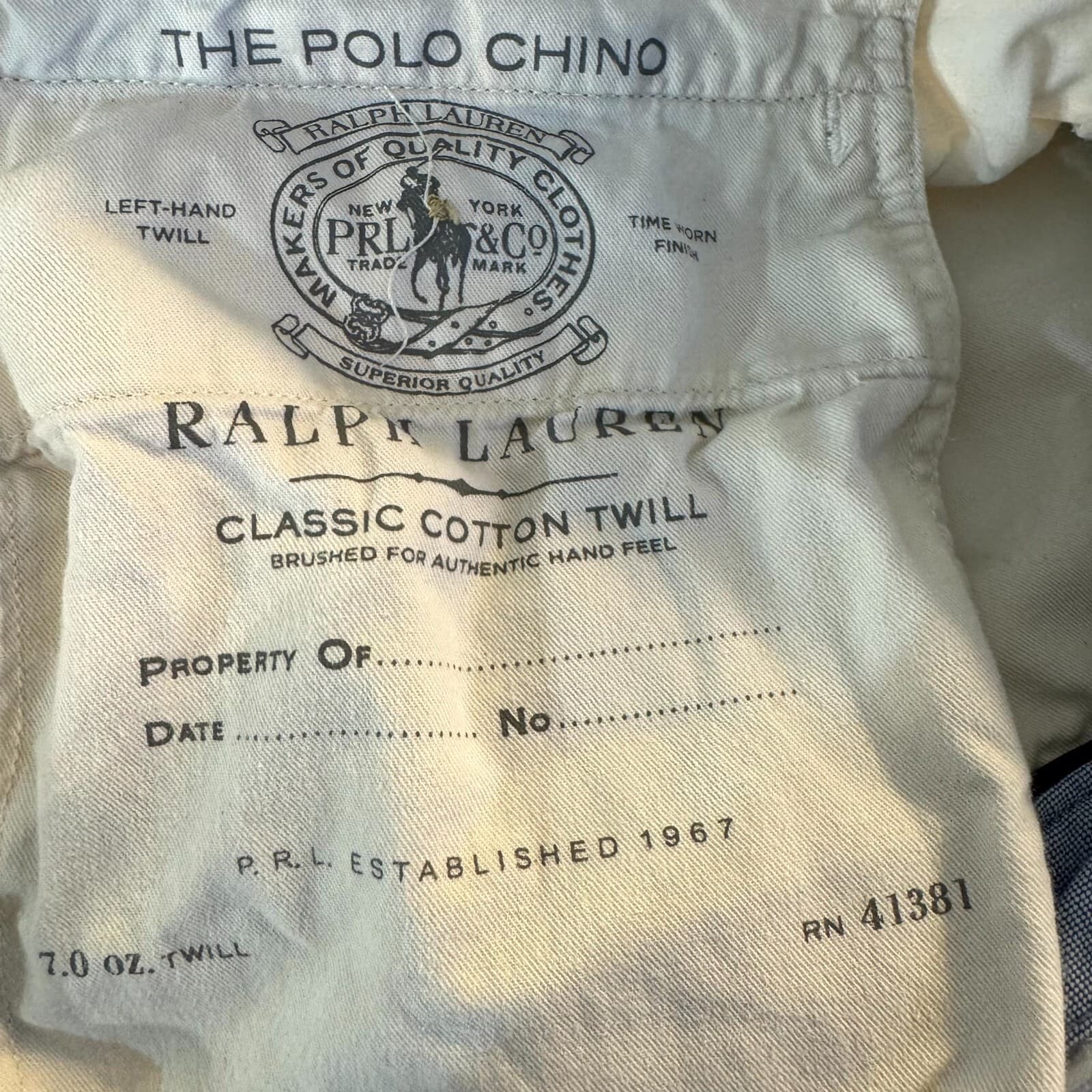 Polo Ralph Lauren Chino Shorts Mens 36 Ivory Cotton Stretch Classic Fit - Thumbnail 7