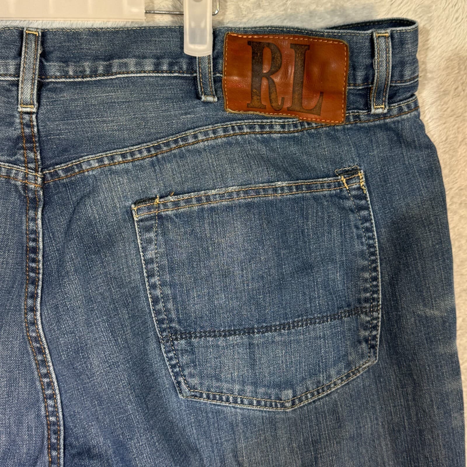 Polo Ralph Lauren Ashmore Jeans 46x30 Blue Denim Straight Distressed - Thumbnail 10