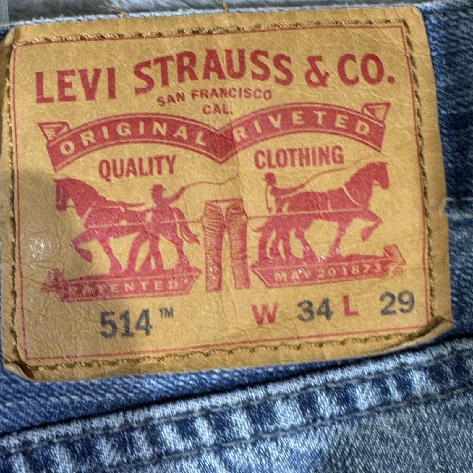 Levis 514 Jeans Mens 34x29 Blue Denim 100 Percent Cotton Straight Leg Mid Rise - Thumbnail 10