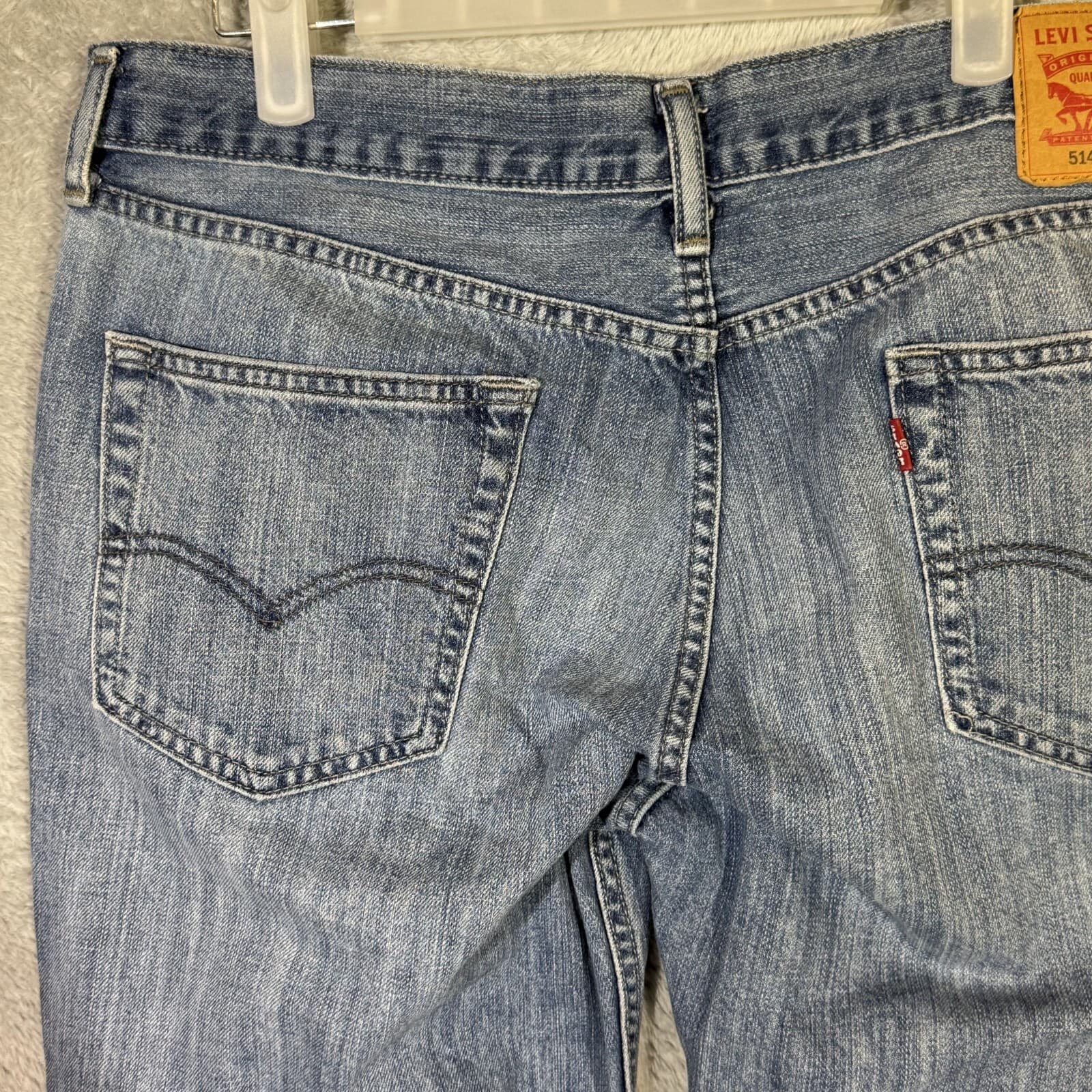 Levis 514 Jeans Mens 34x29 Blue Denim 100 Percent Cotton Straight Leg Mid Rise - Thumbnail 6