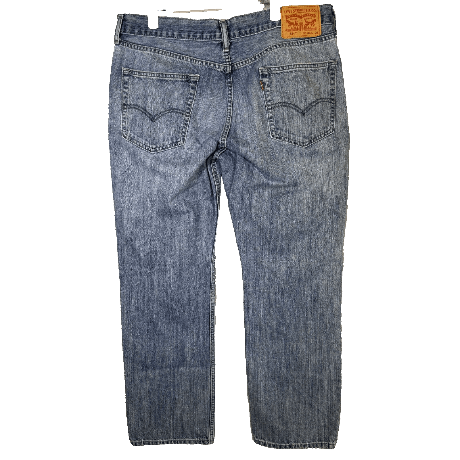 Levis 514 Jeans Mens 34x29 Blue Denim 100 Percent Cotton Straight Leg Mid Rise - Thumbnail 2