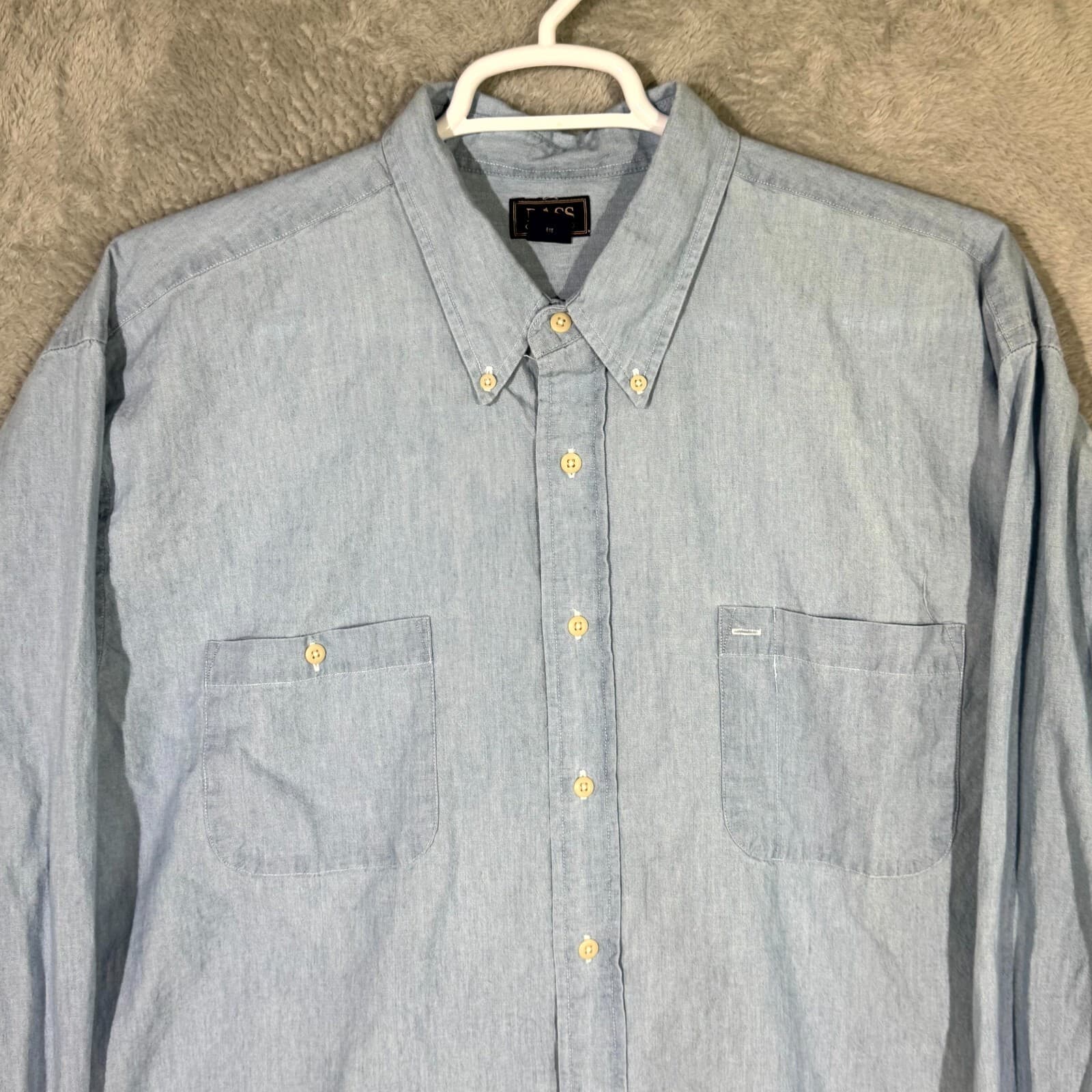 G.H. Bass & Co. Men’s Shirt XL Gray 100% Cotton Long Sleeve Casual Button-Down - Thumbnail 4