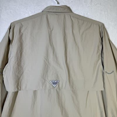 Columbia PFG Shirt Mens Large Beige Omni-Shade Long Sleeve Fishing Vented - Thumbnail 12