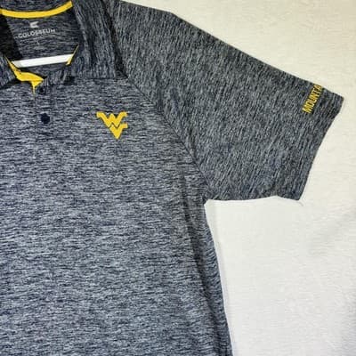 West Virginia Mountaineers Polo Shirt Mens Large Blue NCAA Football Colosseum - Thumbnail 6