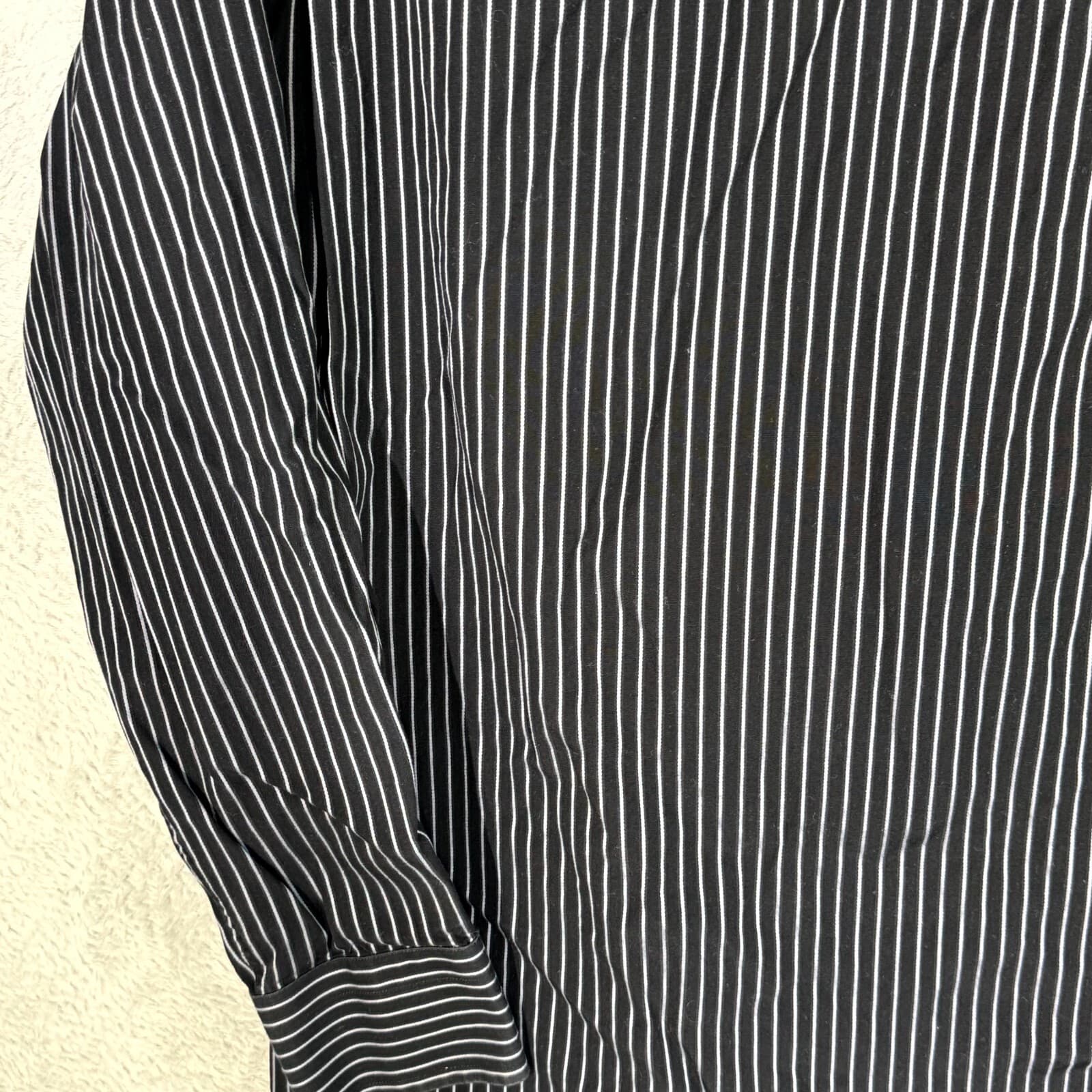 Hugo Boss Men's Dress Shirt 17 34/35 Black Pinstripe Long Sleeve Button-Up - Thumbnail 8
