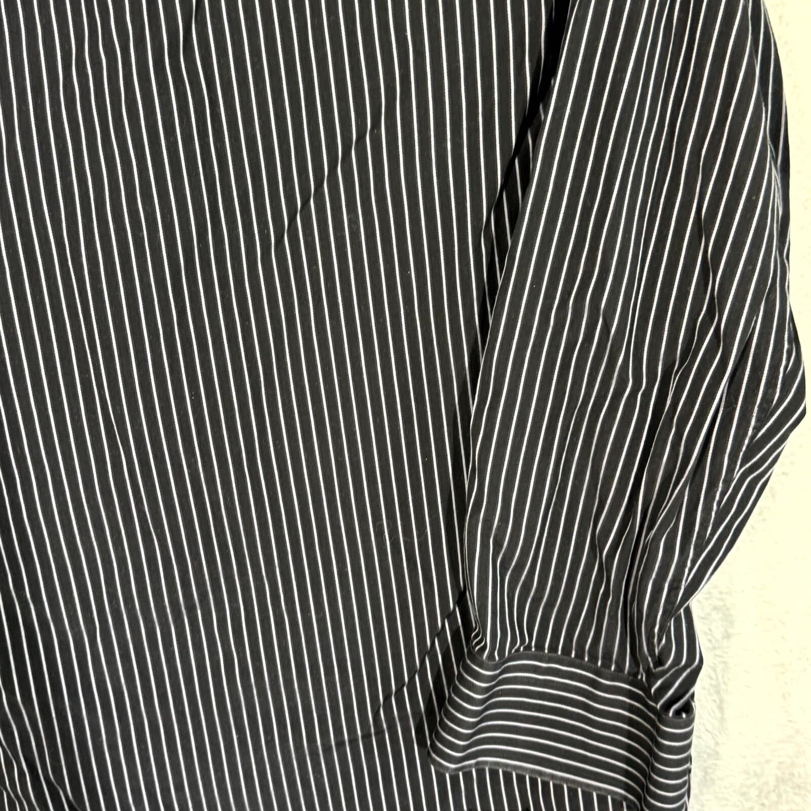 Hugo Boss Men's Dress Shirt 17 34/35 Black Pinstripe Long Sleeve Button-Up - Thumbnail 11