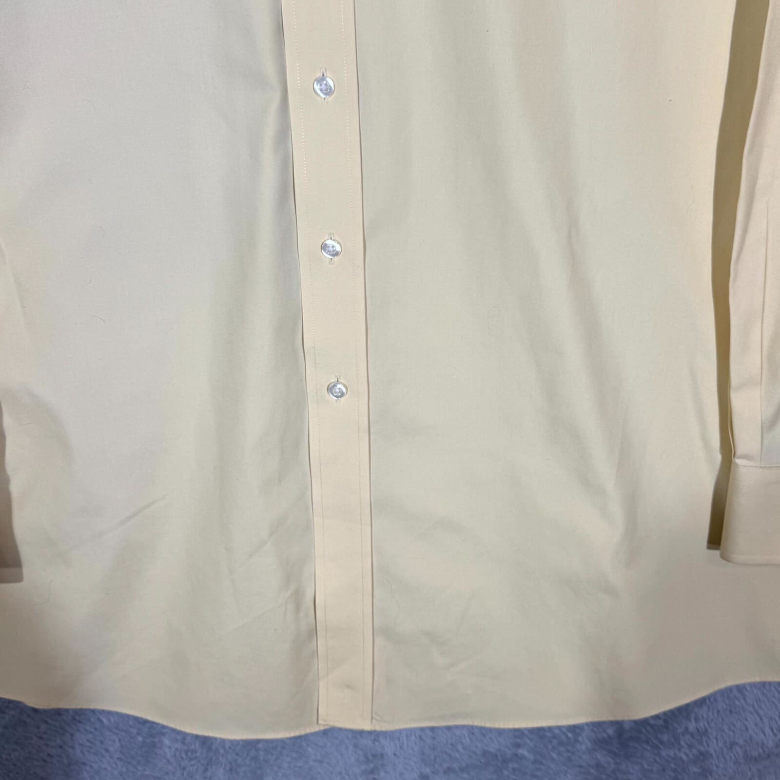 Gold Label Men's Dress Shirt 17.5/38 Yellow 100% Cotton Non-Iron Long Sleeve - Thumbnail 6
