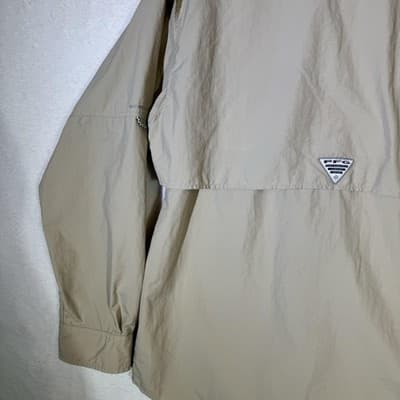 Columbia PFG Shirt Mens Large Beige Omni-Shade Long Sleeve Fishing Vented - Thumbnail 11