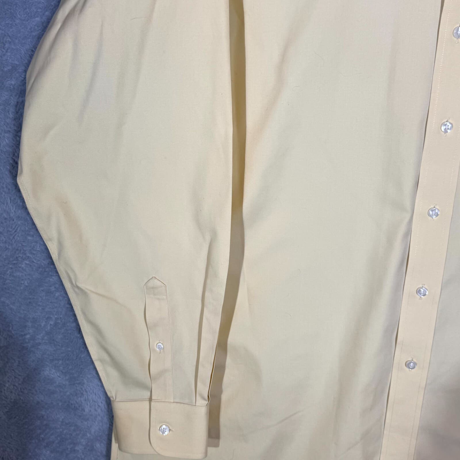 Gold Label Men's Dress Shirt 17.5/38 Yellow 100% Cotton Non-Iron Long Sleeve - Thumbnail 3