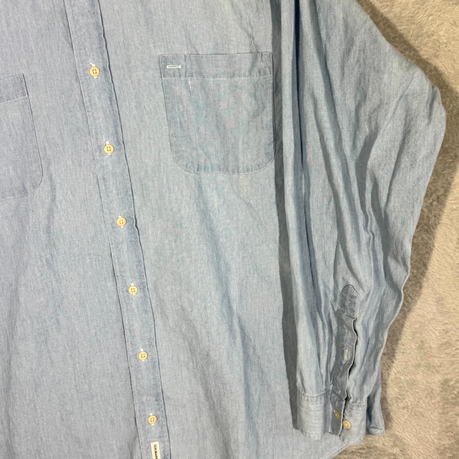 G.H. Bass & Co. Men’s Shirt XL Gray 100% Cotton Long Sleeve Casual Button-Down - Thumbnail 5