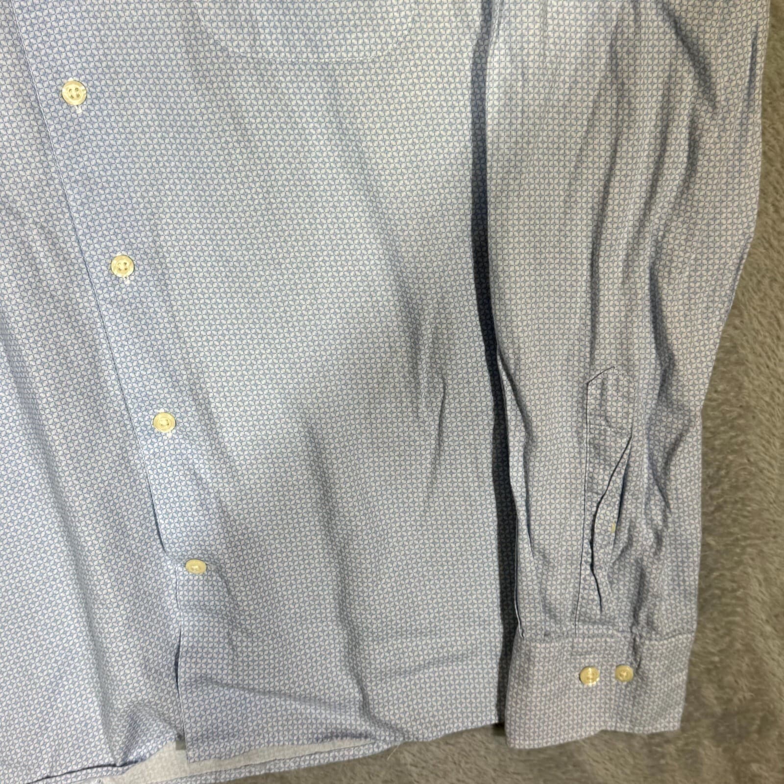 Peter Millar Men's Shirt XL Blue Geometric Pattern Long Sleeve Casual Button-Up - Thumbnail 5