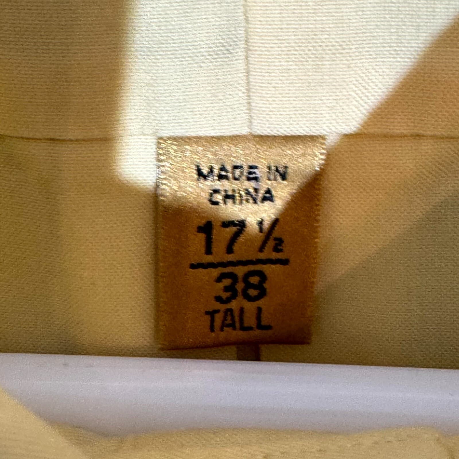 Gold Label Men's Dress Shirt 17.5/38 Yellow 100% Cotton Non-Iron Long Sleeve - Thumbnail 8