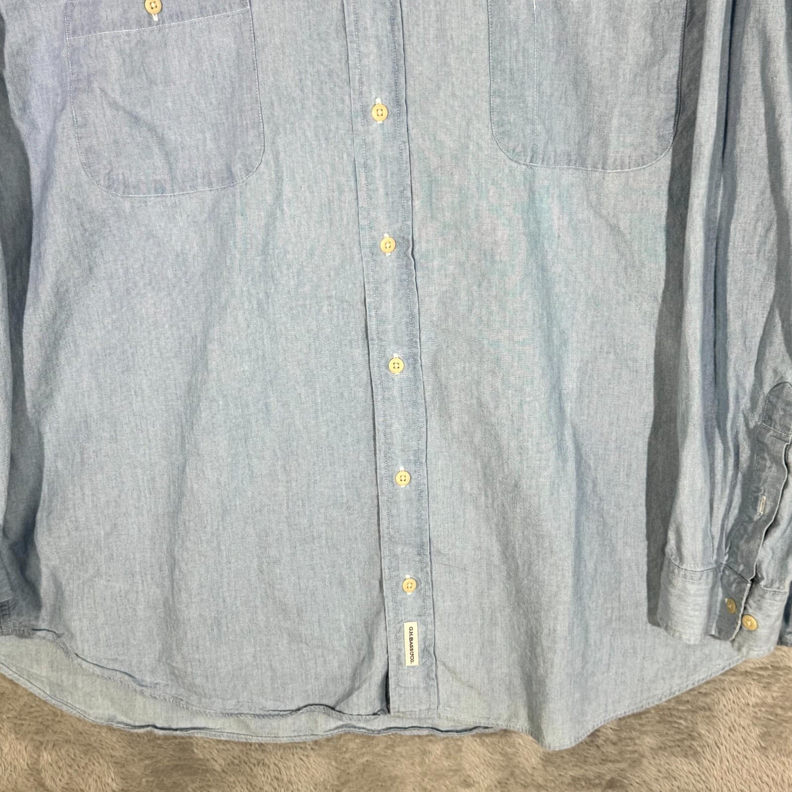 G.H. Bass & Co. Men’s Shirt XL Gray 100% Cotton Long Sleeve Casual Button-Down - Thumbnail 6