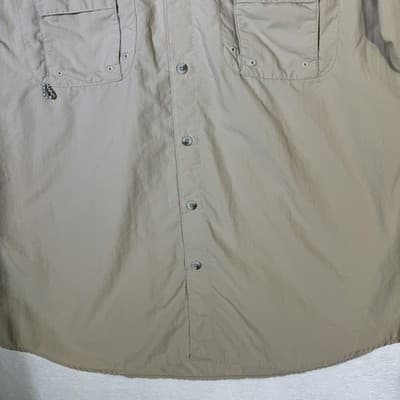 Columbia PFG Shirt Mens Large Beige Omni-Shade Long Sleeve Fishing Vented - Thumbnail 3