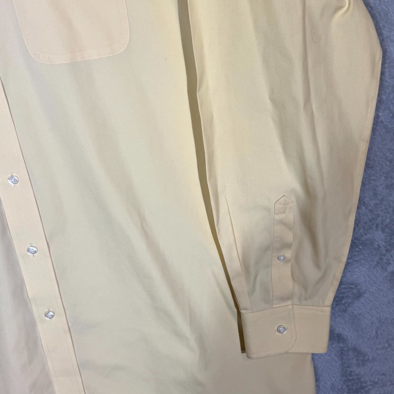 Gold Label Men's Dress Shirt 17.5/38 Yellow 100% Cotton Non-Iron Long Sleeve - Thumbnail 5